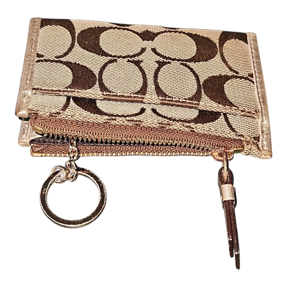 Coach Keychain Card Holder Carrier Signature Logo Canvas